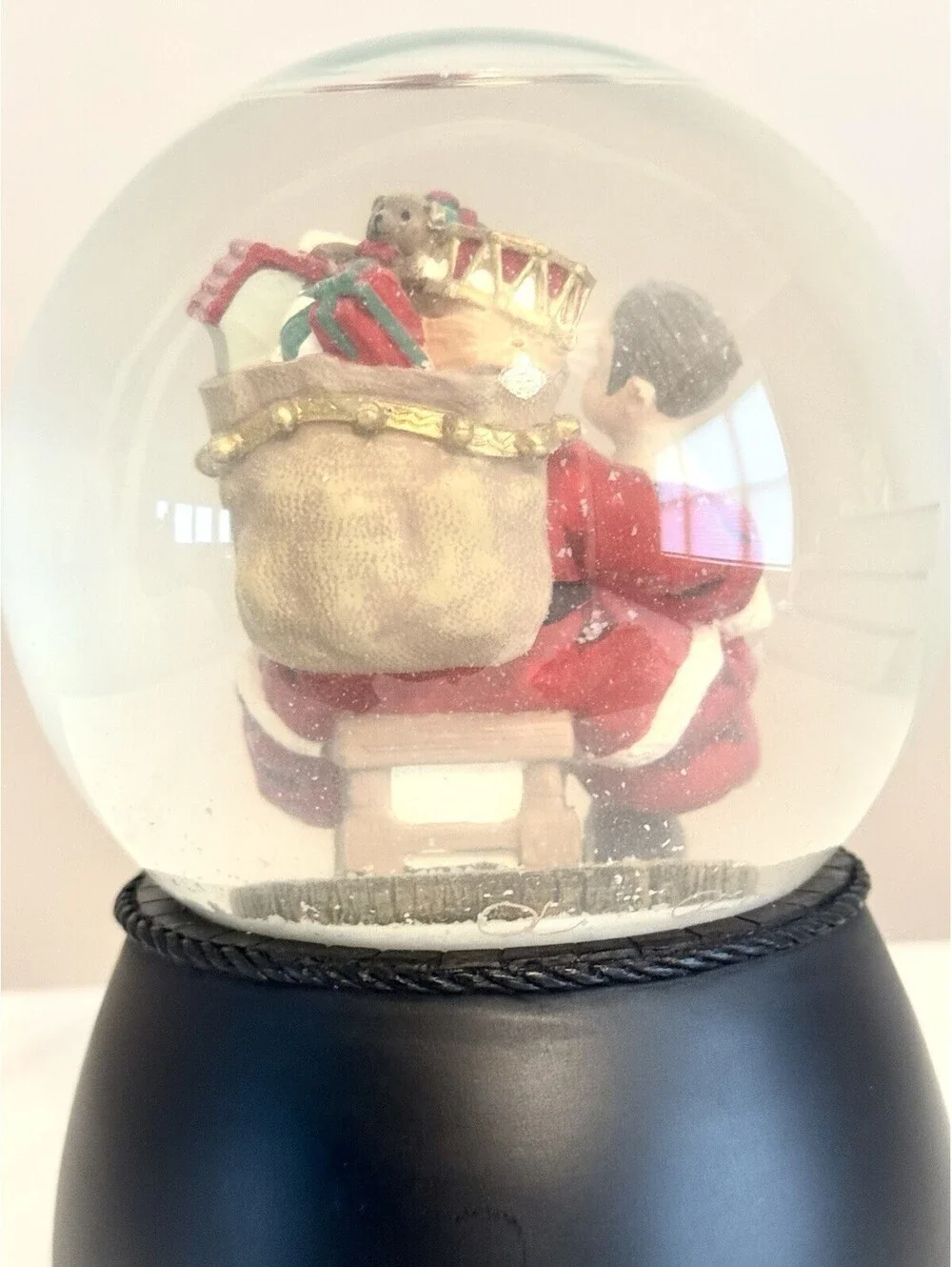 Vintage Musical Santa & Child Snow Globe Christmas Decor Plays Tune Gift